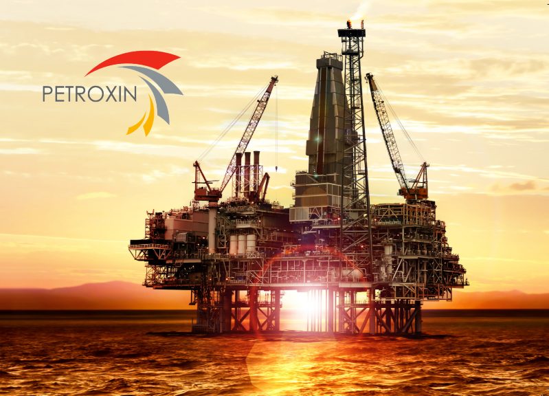 Offshore platform at sunset